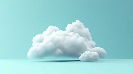 Fluffy white cloud illustration, soft pale blue backdrop, serene and airy atmosphere, ideal for calming designs and backgrounds