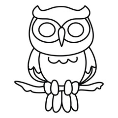 Owl Coloring Page for Kids illustration.
