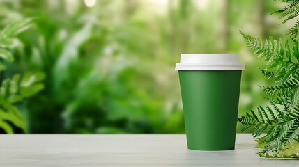 Obraz premium Enjoying eco-friendly coffee lush forest beverage natural setting close-up