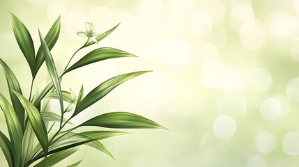 Fototapeta premium Green Plant with Delicate White Flowers Against a Soft Background