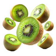 Fototapeta premium Kiwi Fruits and Their Impact on Global Food Culture on transparent high quality png.