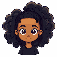Fototapeta premium Cute African American girl with curly hair. Vector cartoon illustration