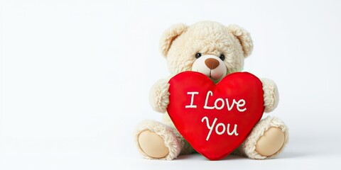 valentines day gift teddy bear red heart isolated white background