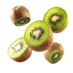 Fototapeta premium Kiwi Fruits and Their Impact on Global Food Culture on transparent high quality png.