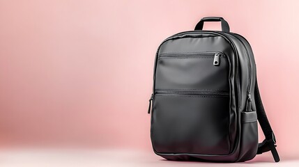 Stylish black backpack minimalist design modern lifestyle studio view