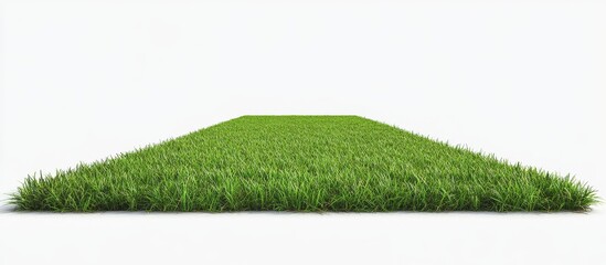 Lush green grass patch isolated on white background.