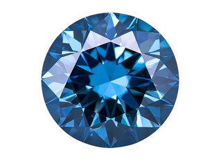A blue diamond gem showcased on a white background emphasizing its vivid color on the transparent background
