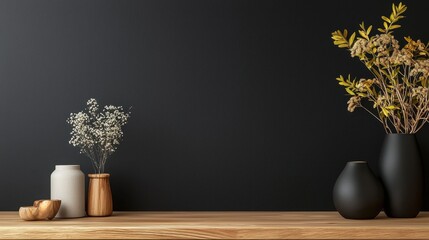 Fototapeta premium Elegant Black Wallpaper with Smooth Gradient and Minimalist Decor