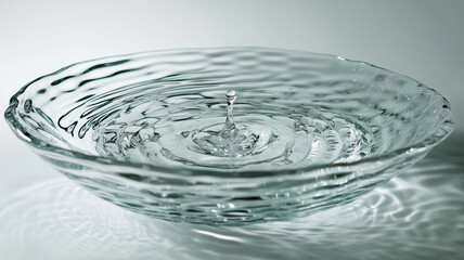 ガラスボウルの水面に生まれる一滴の波紋