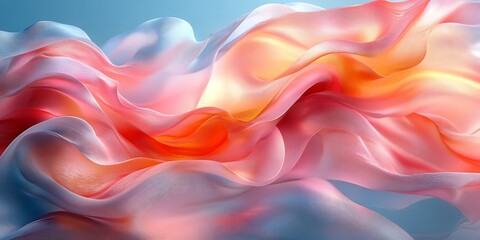 Fototapeta premium Abstract flowing fabric, pastel colors, light background, design element