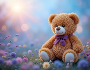Fototapeta premium Teddy bear with beautiful background.