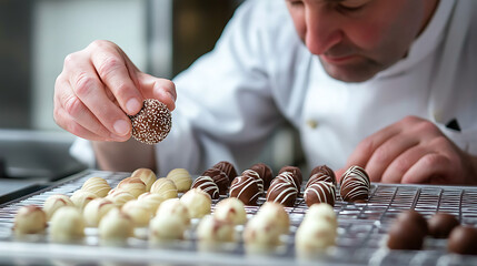 A chocolatier crafting intricate truffles, each one a tiny work of art. (2)