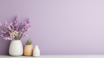 Fototapeta premium Soft Pastel Purple Wallpaper with Smooth Flower Arrangement