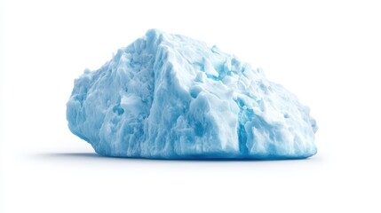A pale blue rock-like structure with textured surfaces, resembling ice or a mineral, set against a plain white background.