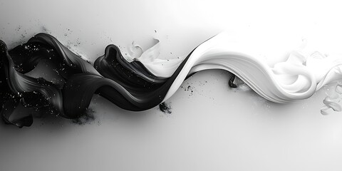 Black and white liquid swirls, abstract background, design element