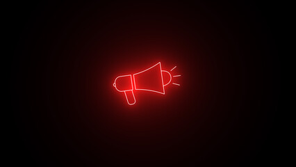 Glowing neon line Megaphone icon isolated on black background. Speaker sign.