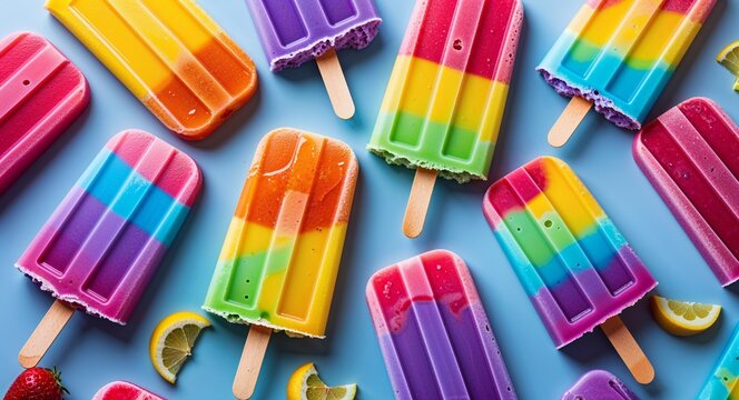 Abstract rainbow popsicles with vivid summer colors