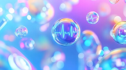 abstract heartbeat bubbles, healthcare tech - abstract backgrounds