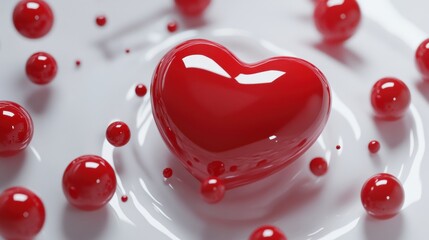 Red Heart and Spheres Abstract Background Love Romance Valentine s