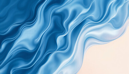 Fototapeta premium Abstract depiction of blue water waves with flowing movements and soft white highlights along a sandy shore