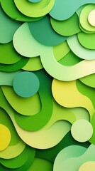 Abstract inspired by circular shapes in green tones, representing sustainability and eco-consciousness through recycling patterns.