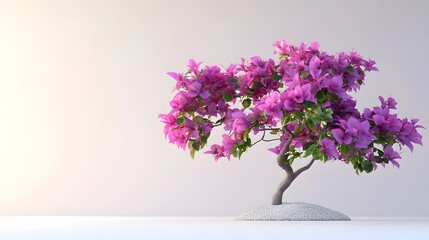 Fototapeta premium Pink Bougainvillea Bonsai Tree Minimalist Design