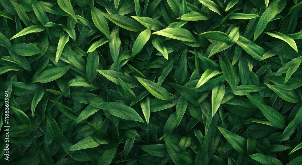 Poster a top view of lush green leaves, creating an organic and natural background with a sense of depth an