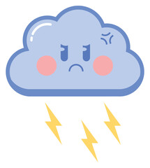 Cute Angry Cloud Character with Lightning