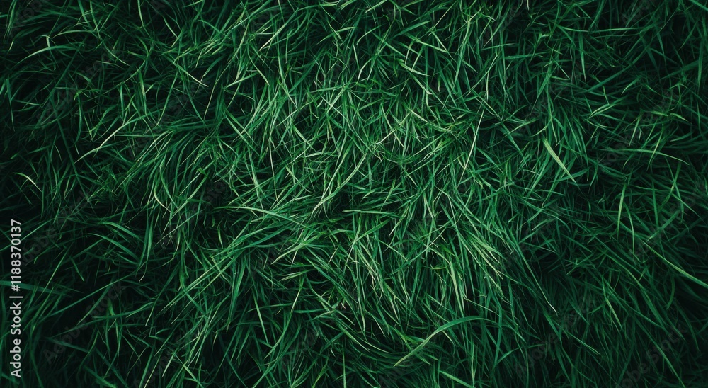 Poster dark green grass texture background, top view. dark green grass field background. green meadow backg