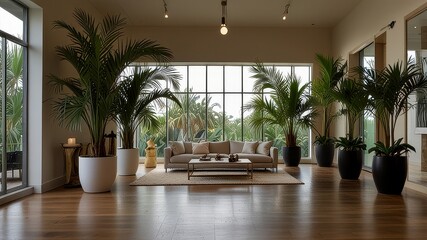 PNG Elegant indoor palm plant decor