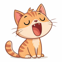 Obraz premium cute cat yawning sleepy cartoon vector icon