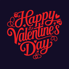 Romantic Valentine’s Day Typography Design with Heart Motif, Creative Valentine’s Day Calligraphy Art in Green Theme