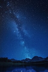Obraz premium A starry night sky with the Milky Way, a mobile wallpaper with a dark blue background and white stars.