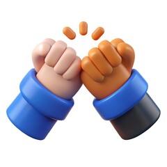 3d hands giving fist bump. 3d cartoon hand and partner giving fist bump hand