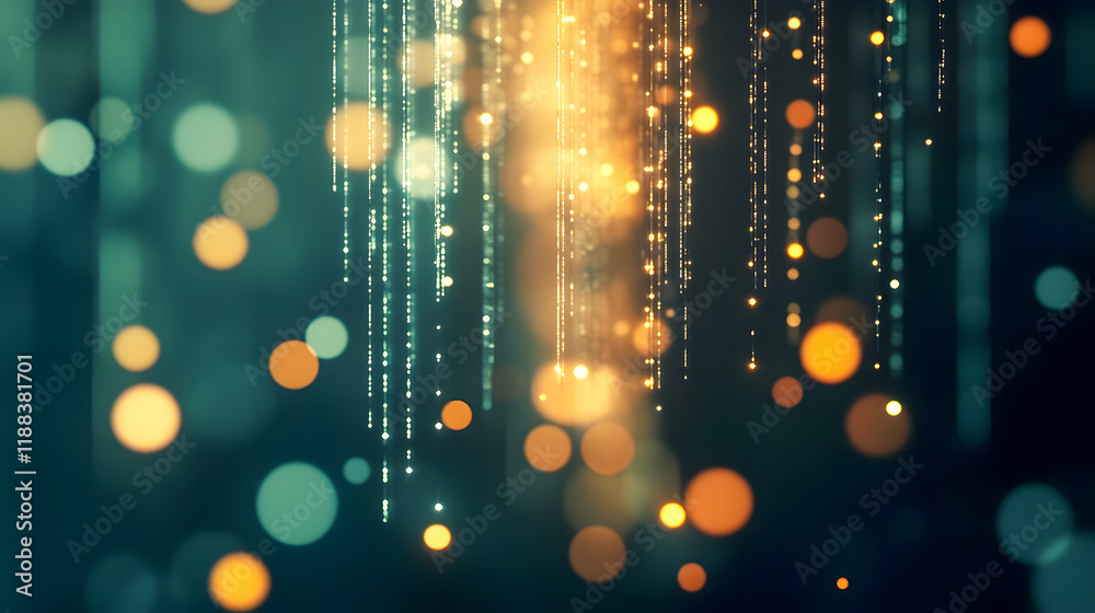 Poster abstract lights and color bokeh patterns in soft focus creating a dreamlike atmosphere with hanging 