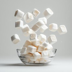 Falling Marshmallows Into Glass Bowl Sweet Treat Photography