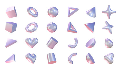 white abstrac geometric glossy shapes in two different angle view