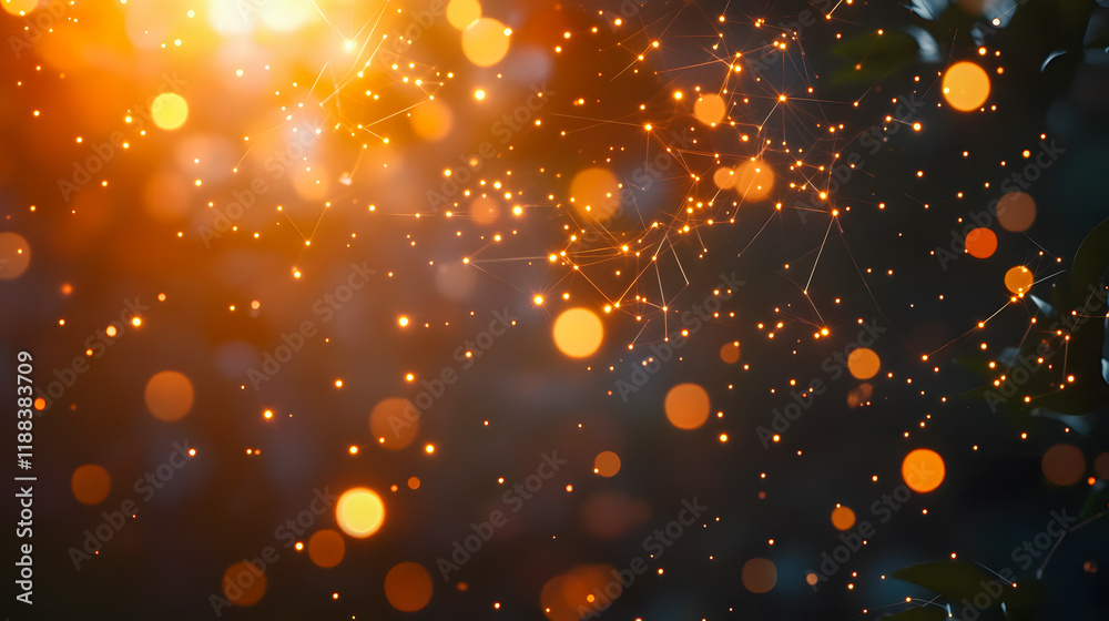 Poster stunning glowing bokeh effect with warm light and sparkling particles creating a magical and dreamy 