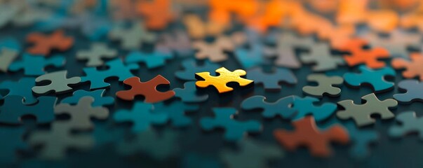 Abstract Background with Interconnected Puzzle Pieces and Glowing Connections, Symbolizing Digital Marketing