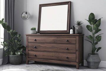 Simple Dresser Against A Warm Toned Wall