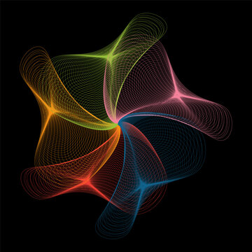 Harmonograph drawings. Contemporary art. Abstract geometric element. Mathematical chaos, spirograph