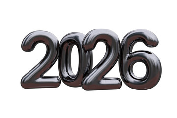3D vector numbers 2026 in a gold color. Design object for New Year greeting cards, advertising banners. Metal numbers are bold and sleek, and with sharp edges. 3D element isolated on white