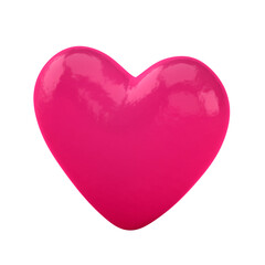 Pink heart close-up on transparent background.