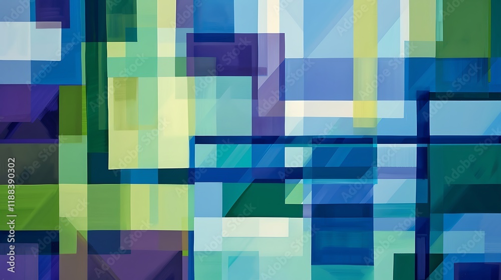 Poster a bold abstract background featuring overlapping squares and rectangles in a harmonious palette of b