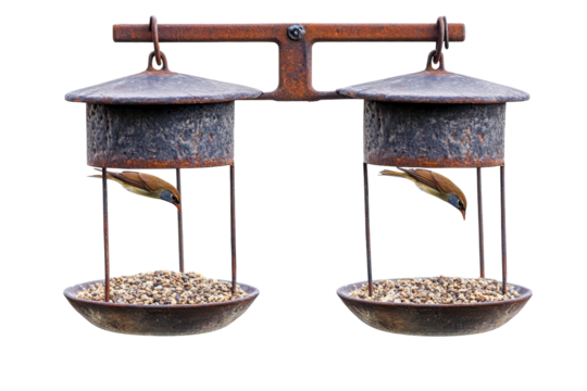 Variety of Bird Feeders Isolated on transparent Background Suitable for Nature Lovers and Gardens