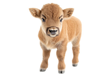 Fototapeta premium Adorable Bison Calf Standing Alone on a transparent Background Ready for Your Design Needs