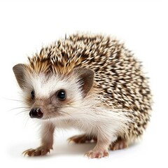 Obraz premium Adorable baby hedgehog standing on a white background