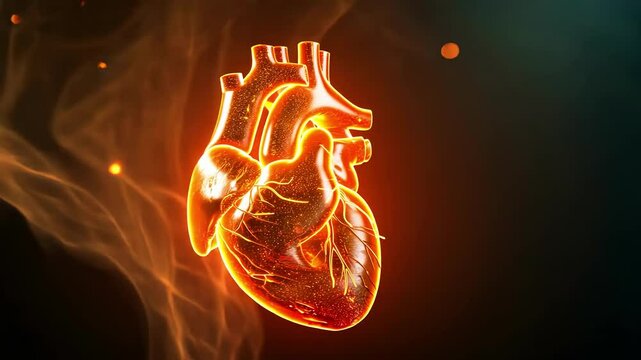 human heart 3d on dark background as real.