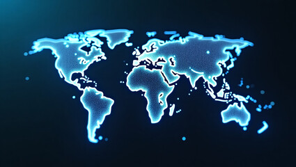 Fototapeta premium Global Business Network Concept with Digital Map.