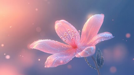 Ethereal Spring Blossom: Graceful Flower in Soft Illumination Representing Beauty and Simplicity